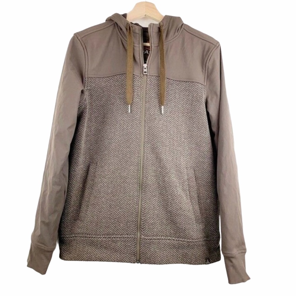 Prana Womens Hoodie Brown Chevron Long Sleeve  S
